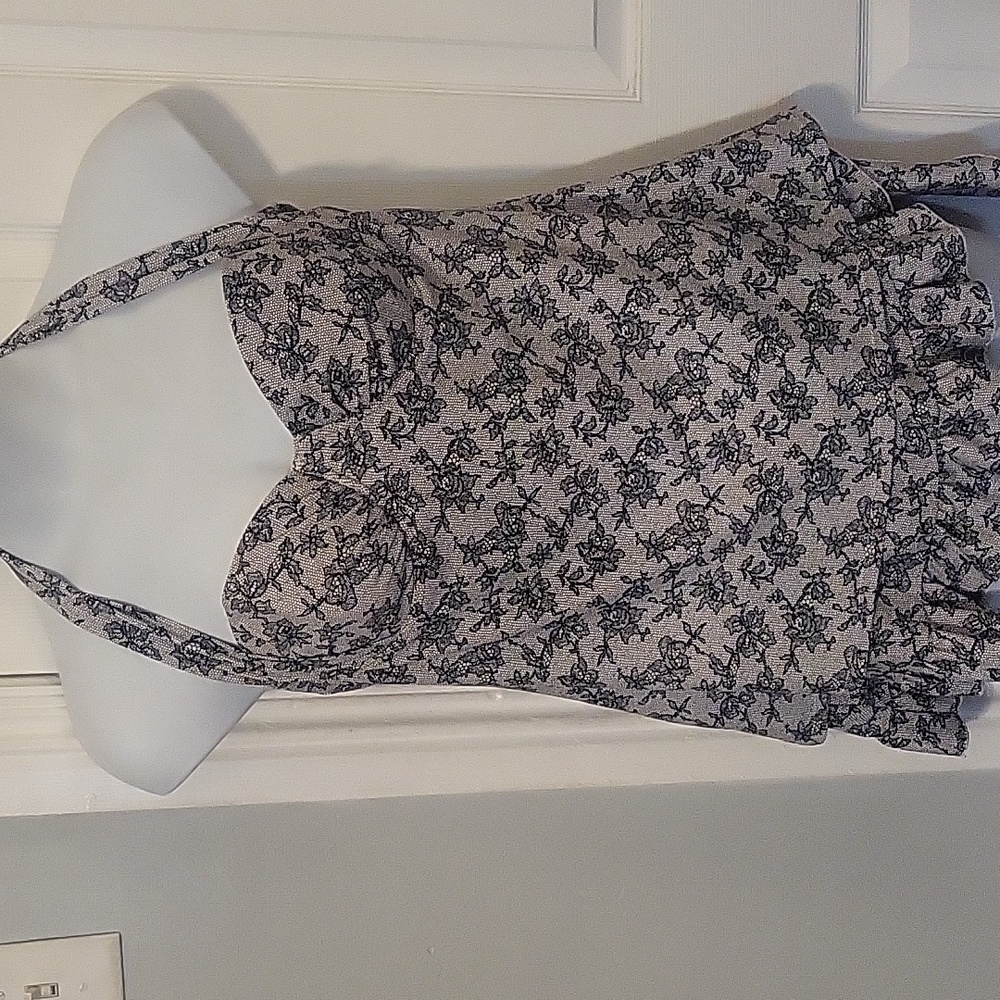 Smart & Sexy Black and White Floral and Lace Tankini Top 36C Bottoms L